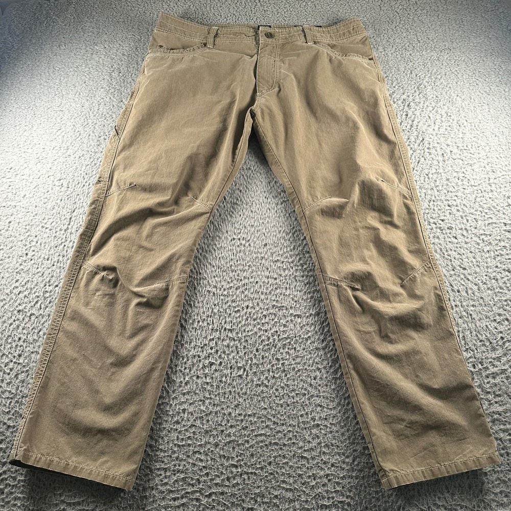 KUHL Pants Mens 38x30 Revolvr Lean Hybrid 5-Pocket Articulated Knees Brown